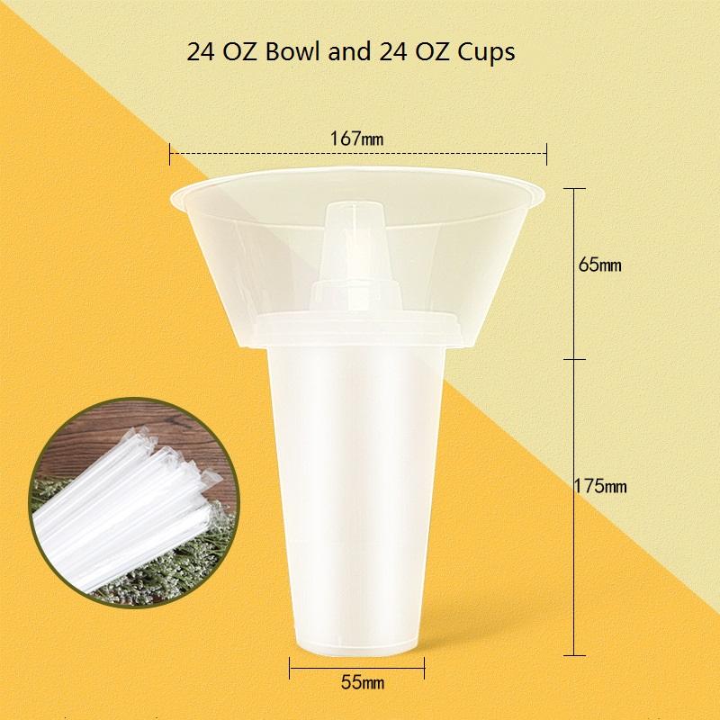 

40 Set Disposable Snack Bowl and Drink Cup Set in One for Your Party Takeaway Container for Drink Beverage Transparent Protest