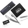 Kit de rasage - Rasoir de barbier - Lames interchangeables - Stick d'alun - Serviette - Peigne pochoir