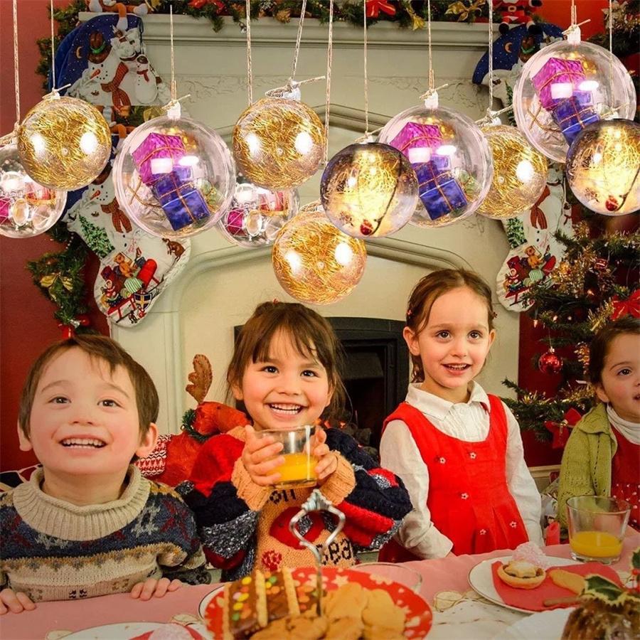 25Pcs Clear Plastic Ball Baubles Christmas Tree Hanging Party Ornament Craft DIY