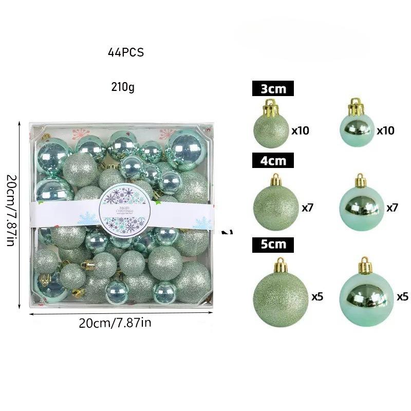 44 SZT. Wysokiej jakości Plastikowy Zestaw Kul Świątecznych 3cm 4cm 5cm 7 Kolorów Ozdoba Świąteczna Kula Zawieszki Świąteczne Dom