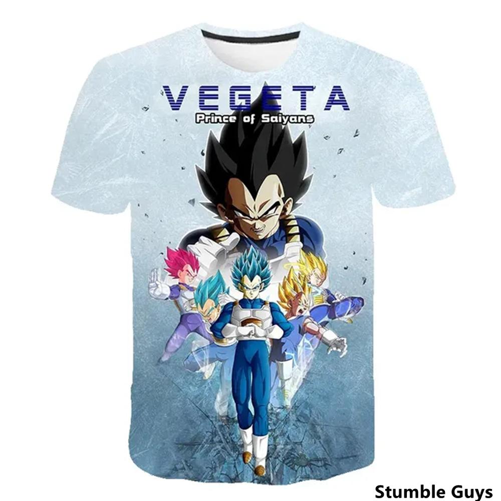 Children s cartoon anime pattern Dragon Ball print 3D Wukong short sleeved T-shirt top T-shirt children s clothing 150