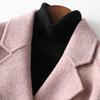 Cappotto Invernale di Lana da Donna Stile Formale da Lavoro Colletto Reversibile Doppiopetto Soprabito di Media Lunghezza OL