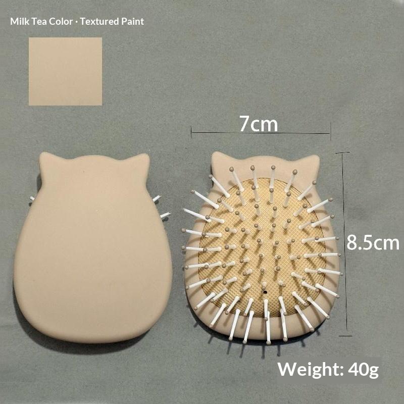 Mini Spazzola per Capelli Detangling Ombré Rosa con Orecchie da Gatto e Setole Morbide Massaggianti per Viaggio Uso Quotidiano Portafoglio