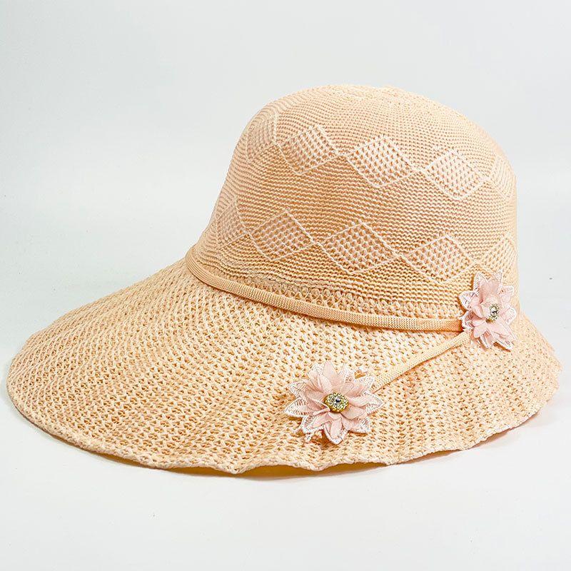 Straw Hat Women's Summer Sun Hat Fashionable Seaside Sun Protection Flower Large Brim Sun Protection UV Resistant Beach Hat
