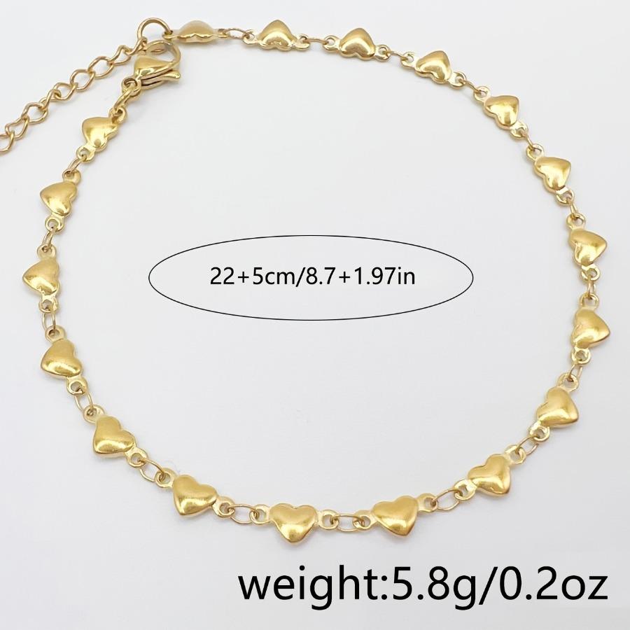 1pc of Stylish Heart-Shaped Connected Anklet, Stainless Steel Jewelry, Women'S Fashionable Anklet, Female Additions, Random Number of Heart Shapes