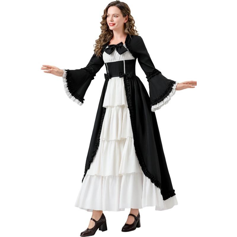 Medieval Adult Vintage Court Dress Renaissance Trumpet Sleeve Cosplay Stage Costume