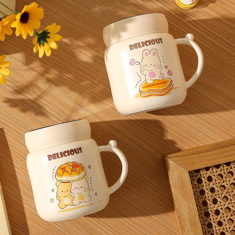 Högkvalitativ Värmeisolering Keramisk Mugg Spegelmugg Hem Kontor Vattenmugg Evenemangsgåva Mugg med Lock Souvenir