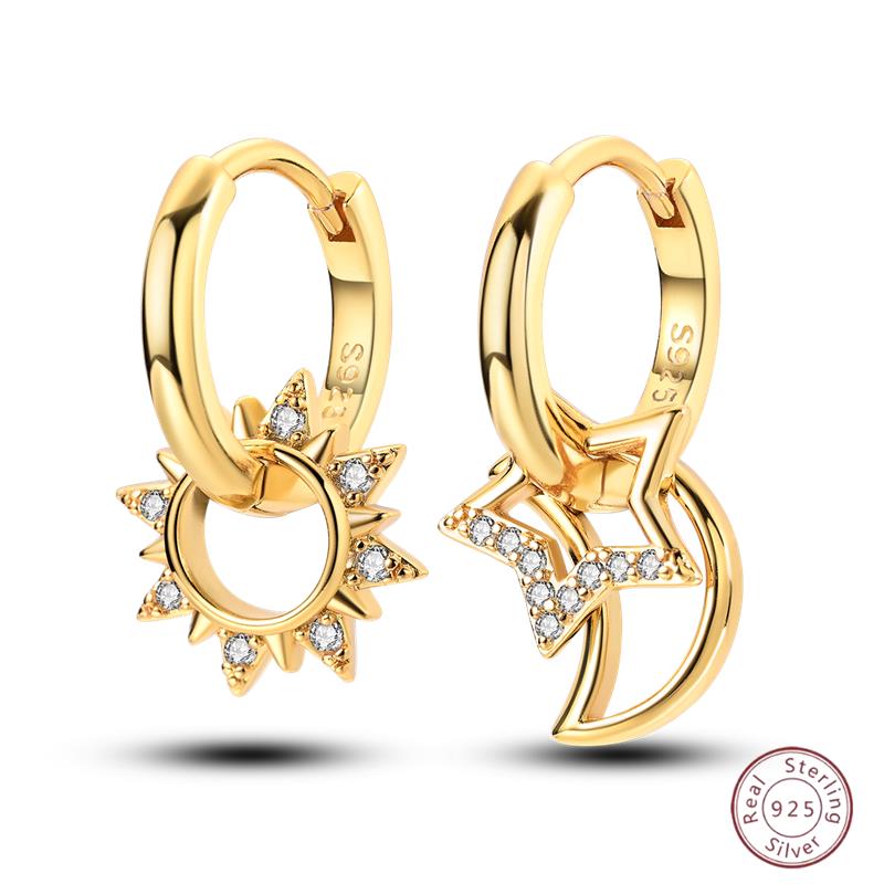 925 Ayar Burgu Halka Küpeler Minimalist Altın Yuvarlak Moda Zirkon Tokalı Düğün Takısı Kadınlar İçin Hediye