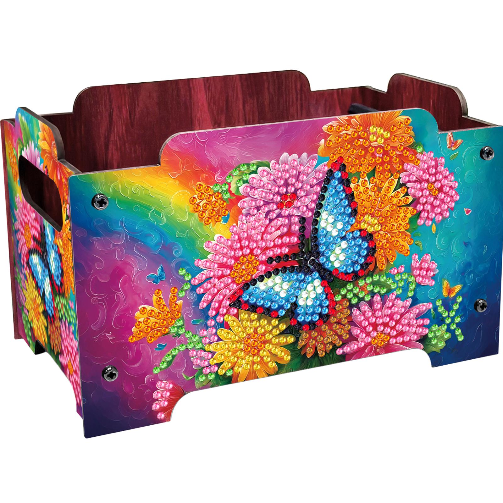 

5D DIY Diamond Art Rhinestones Decorative Storage Box Wooden Crystal Storage Handbag Kit Handmade Storage Clutch for Home Decor