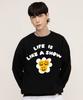 Graver [Unisex] Twin Flower Smile Sweatshirt_Black