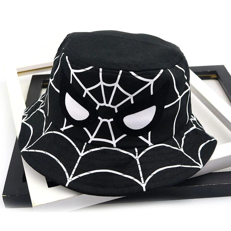 Cosplay Cartoon Spider Bucket Hat for Boy Girl Autumn Baby Fisherman Hat Red Blue Panama Children Cotton Sun Cap 3-8Y