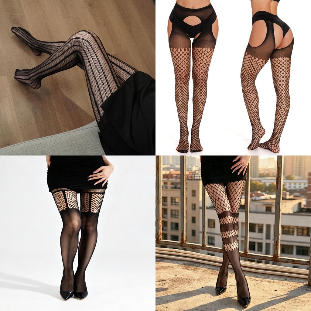 Nylon Mesh Stockings For Women With Hollow Pattern Summer Thigh Highs