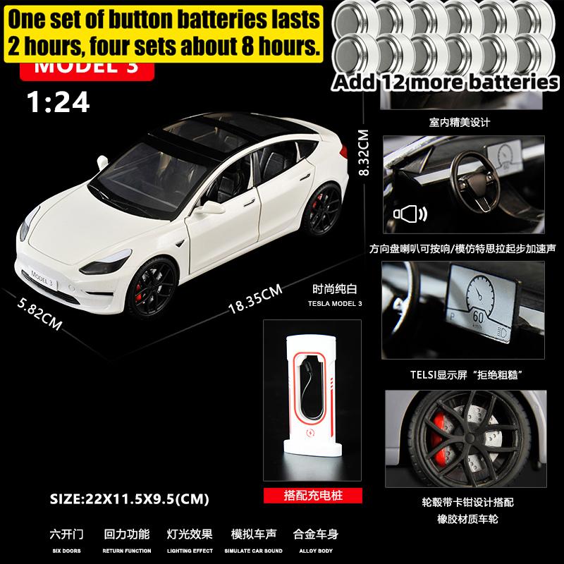 1:24 Model 3 Premium Electric Sedan Alloy Metal Diecast Model Car Home Decoration And Computer Desktop Ornaments Holiday Present