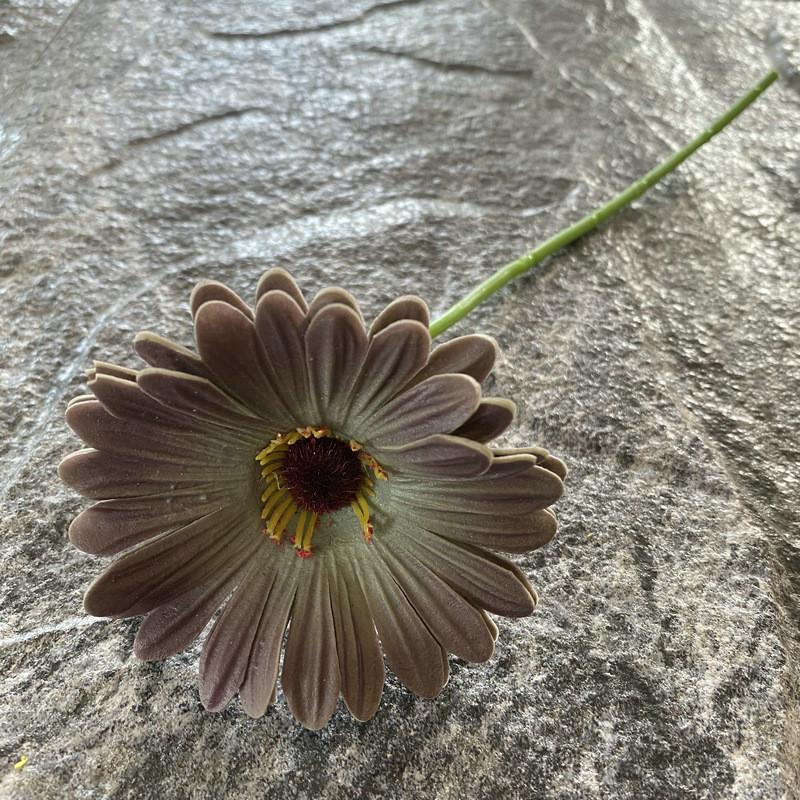 Pu Gerbera Daisy Artificial Flower For Wedding Decor Home Styling Soft Rubber Material