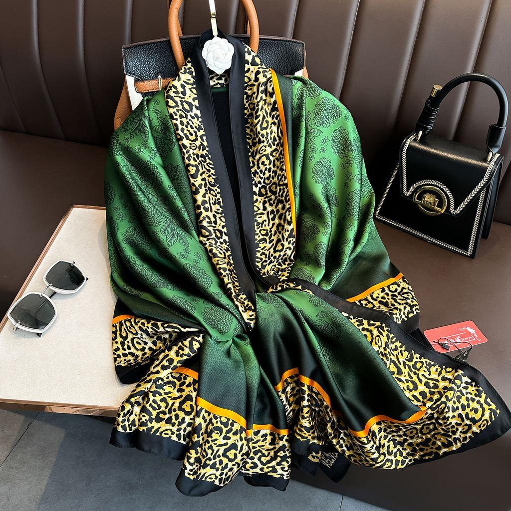 Coffee Color Large Silk Soft Scarf Women Stylish Print Long Shawl Handkerchief Summer Elegant Travel Wrap Hot 180x90cm