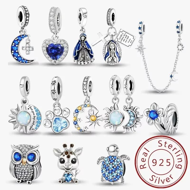 Copper Owl Cross Sun Moon Stars Blue Charms Bead Diy Bracelet Making Gift Of High Quality Fine Jewelry For Women