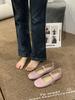 Fashion Flat shoes for women 2025 Spring and Autumn round toe French retro flat  solid color Mary Jane single shoe large size 42 43 44