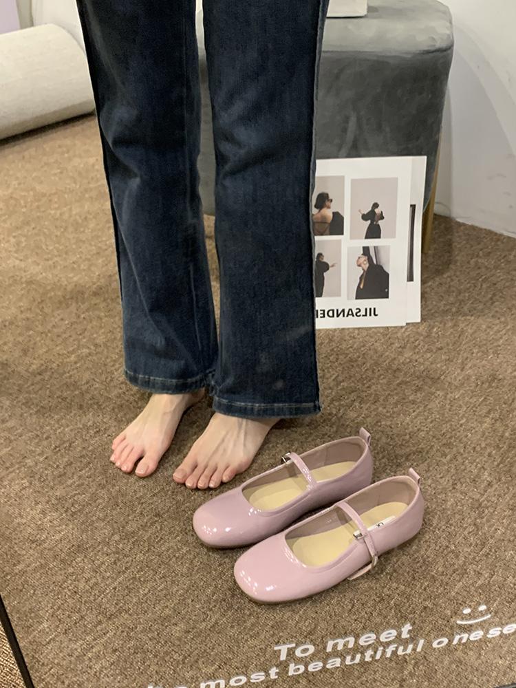 Fashion Flat shoes for women 2025 Spring and Autumn round toe French retro flat  solid color Mary Jane single shoe large size 42 43 44