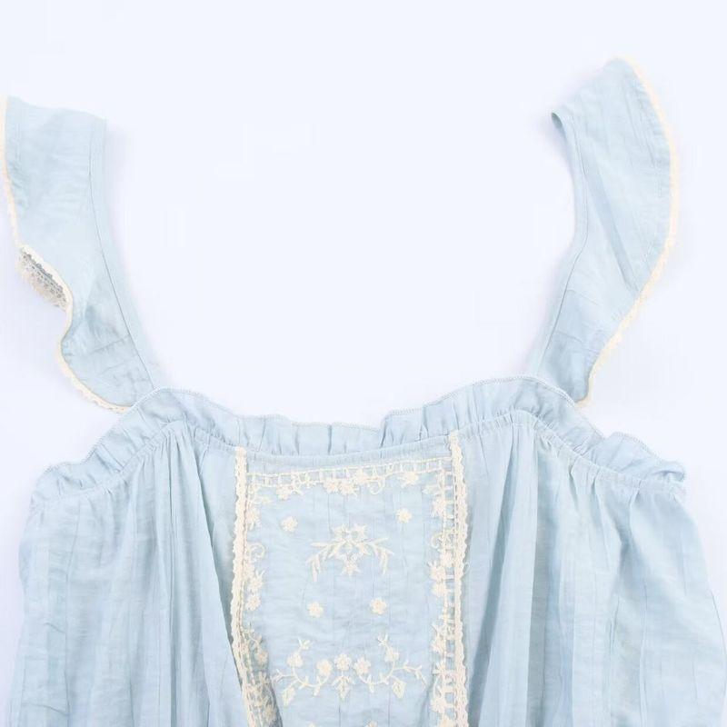 Kaslead New Women Clothes Western Style Fashion Laminated Decorative Embroidery Top 5107004