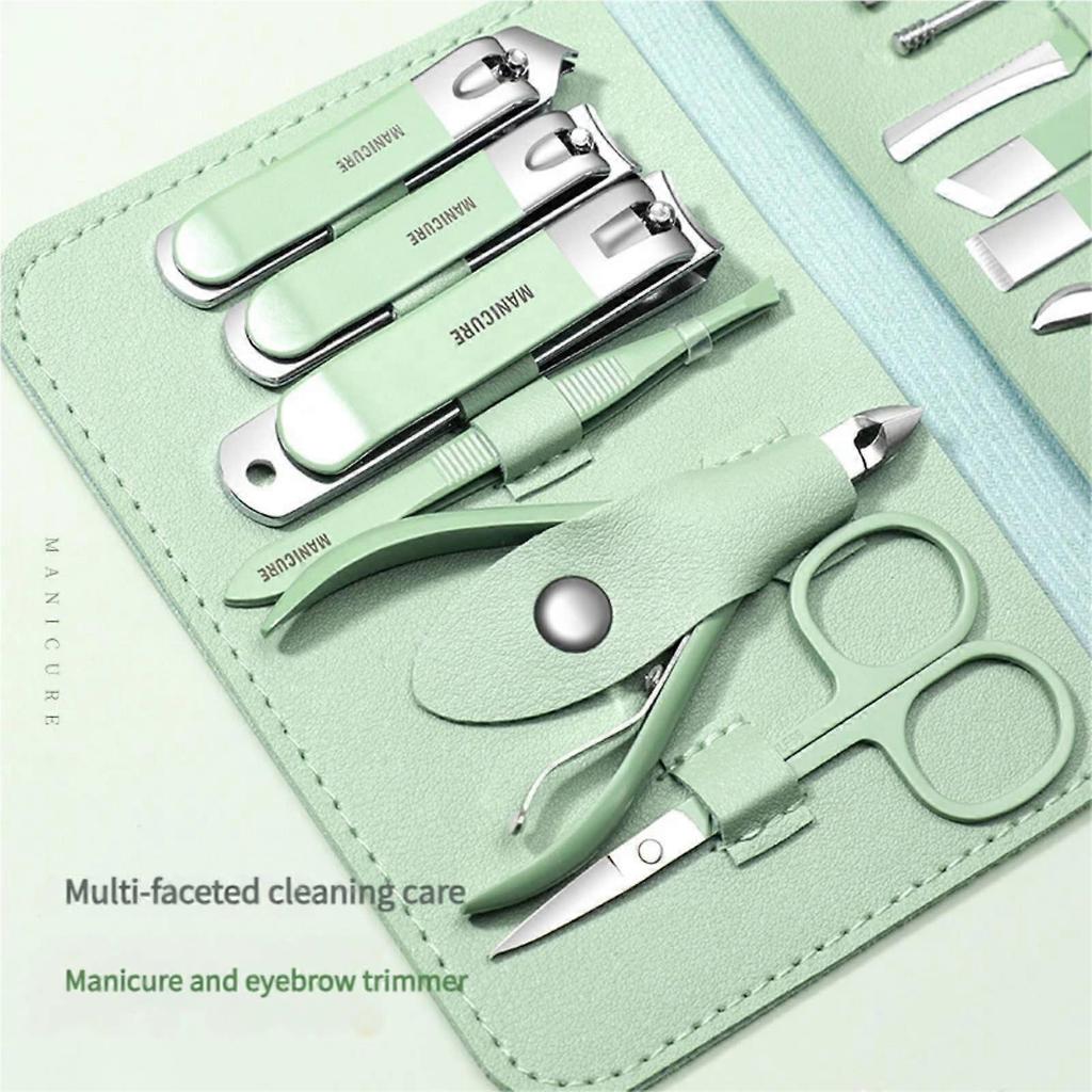 Portable Nail Clipper Set (12/16pcs), Folding Leather Manicure Kit with Clippers, Toenail Grooming & Personal Hygiene Care