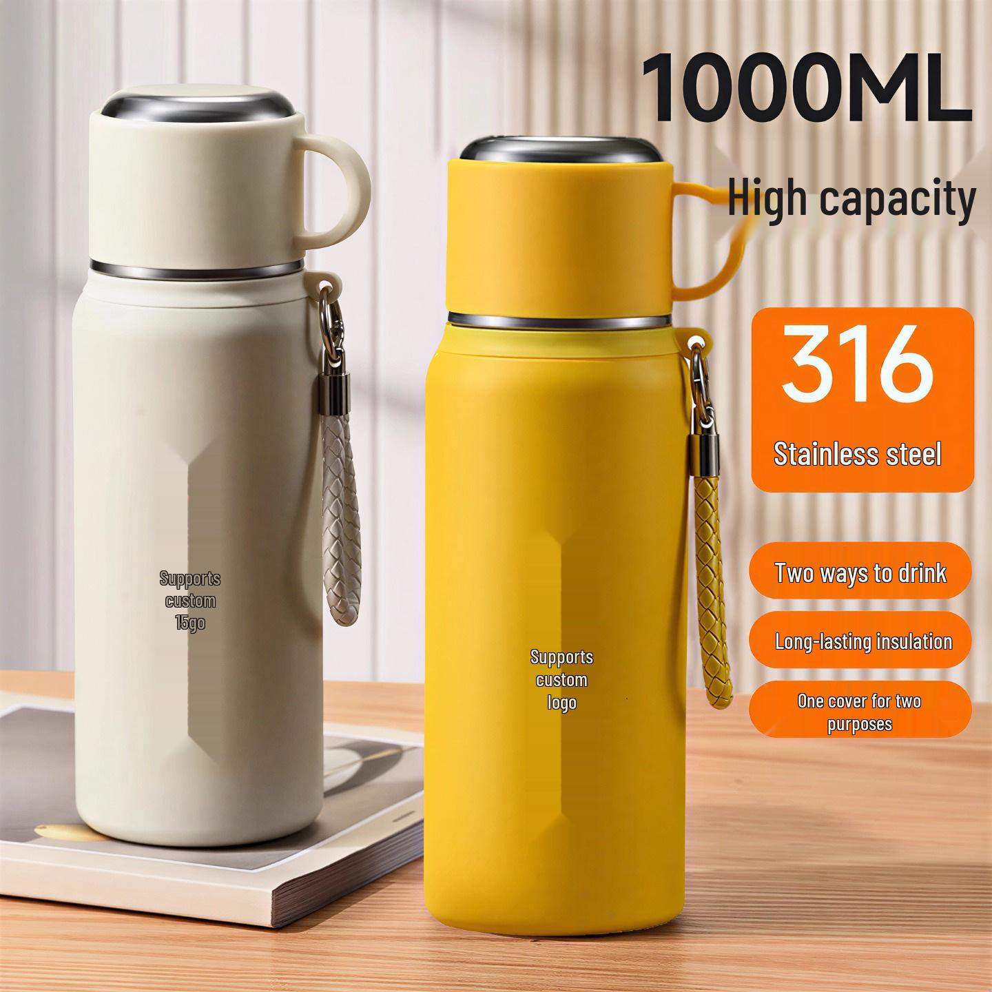 

316 Insulated 1000ml Men s Tea Infuser Cup with Lid - Portable, Large Capacity for Outdoor Use Obsidian Black 600ml [Dual Drink, Insulated]
