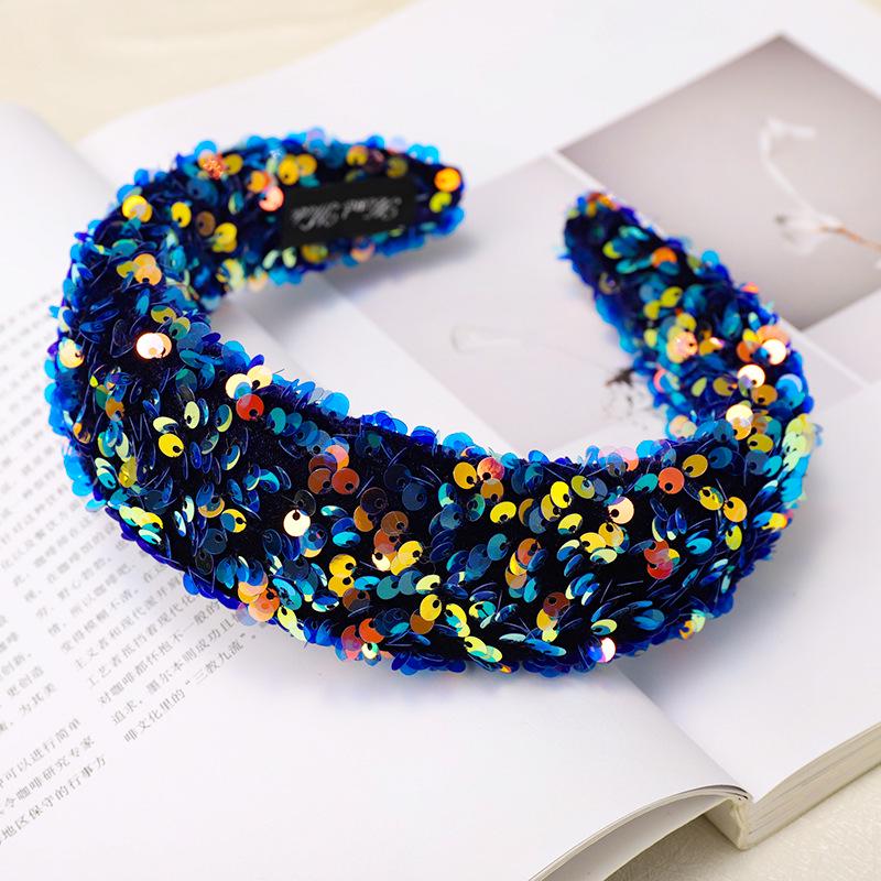 Fashion Hair Accessories Sequin Fabric Sponge Plastic Hairband Headband Hair Band for Women