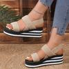 Damen Slingback Keilsandalen Outdoor Sommer Leichte Pantoletten Einfarbig Dicke Sohle Damen Hausschuhe Weibliche Römersandalen