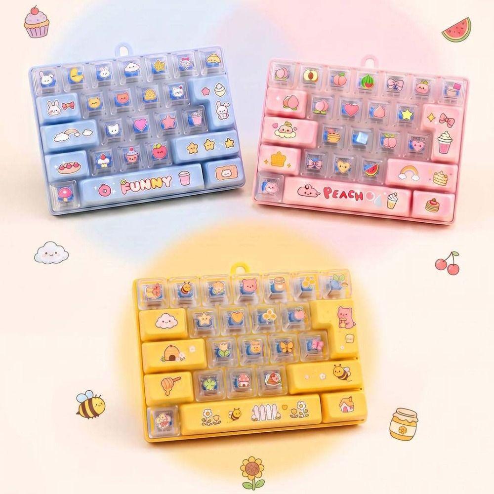 Transparent Dual-Tone Mini Keyboard Pendant 26-Key Keyboard Keychain Bag Accessory