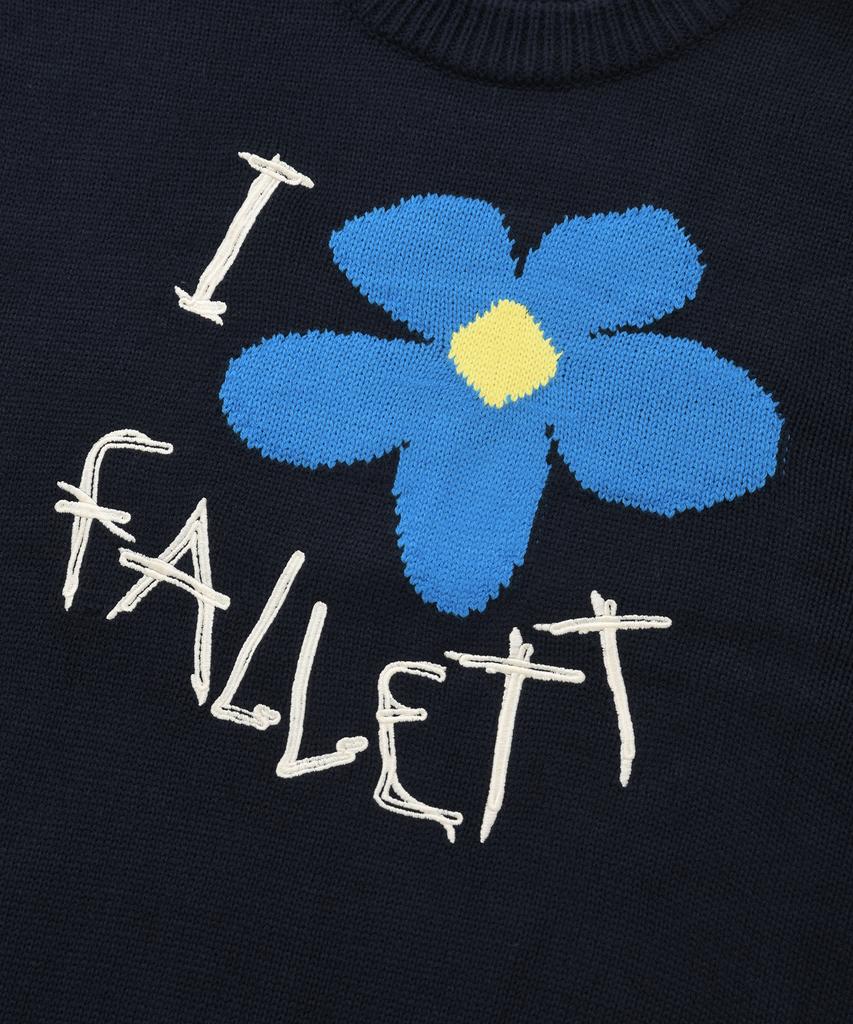 FALLETT [24Fw] Drawing Flower Knit Navy