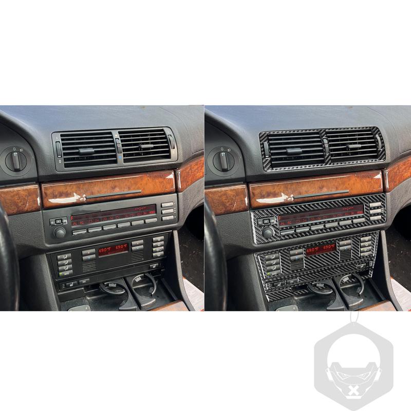 Real Carbon Fiber Car Accessories Center Console Set Cover Soft Sticker For BMW 5 Series/M5 E39 1998 1999 2000 2001 2002 2003
