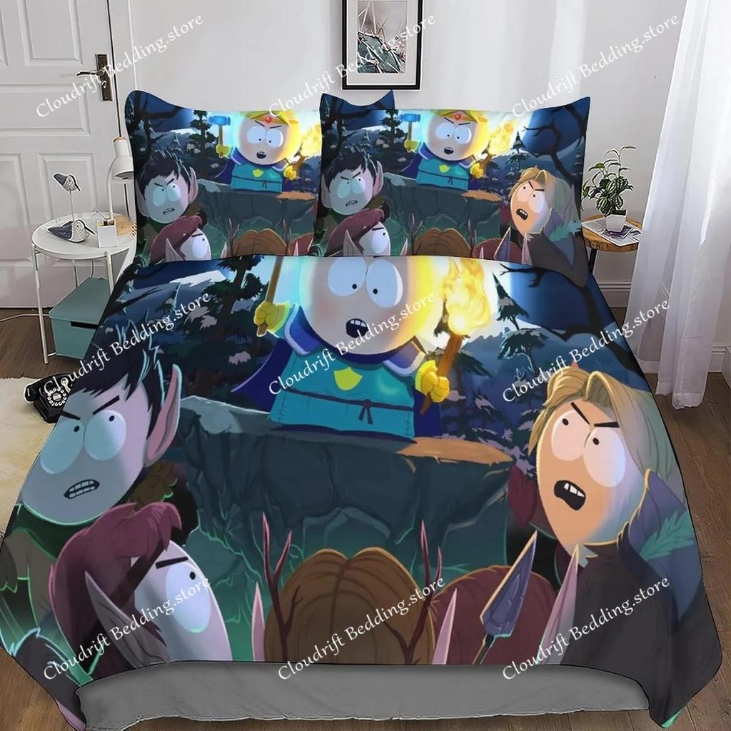 Exquisite 3D South Park Wallpaper Cute Cartoon Digital Printing Bedding Set Duvet Cover Comforter Bed Youth Kids Girls Gift