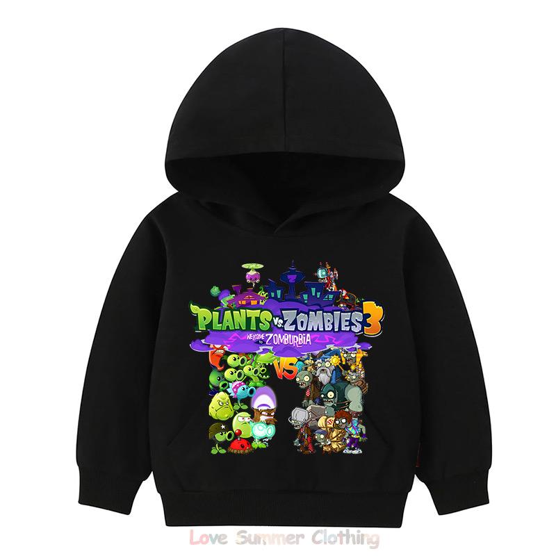 Boys Hoodie Age 4-14 Plants HD Print Zombies Thin Girls Pullover Girls Casual Wear Fall Hoodie Long Sleeve Polyester New Arrivals 2025