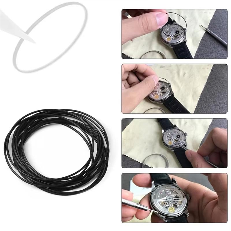180 Stück Uhrenreparaturwerkzeuge O-Ring 0,5 mm & 0,6 mm Uhrengehäuseboden Gummi Dichtung Uhren Professionelle Reparaturwerkzeuge Zubehör