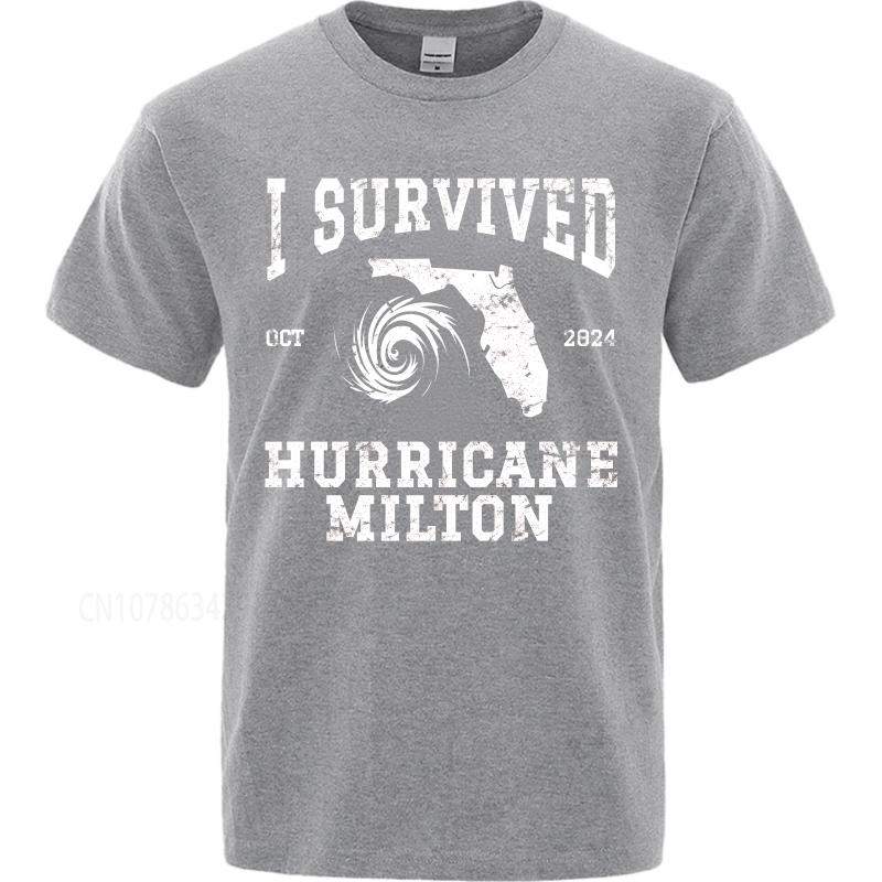 Plus Size summer For man tshirt I Survived Hurricane Milton Florida 2024 Oct Short Sleeve Street Wear Crew Neck tops