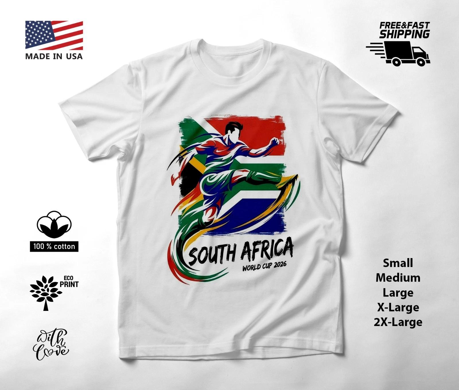 SOUTH AFRICA - NEW World Cup 2026 Football Soccer Fans T-Shirt Tee Shirt L