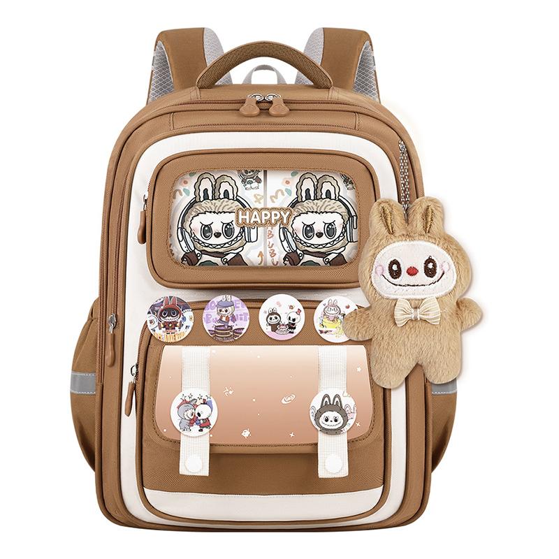 Shool Backapck 10pcs Sets Bag LABUBU Schoolbag Children's Primary School Students Grade 1-6 Backpack To Reduce The Burden On The Backpack