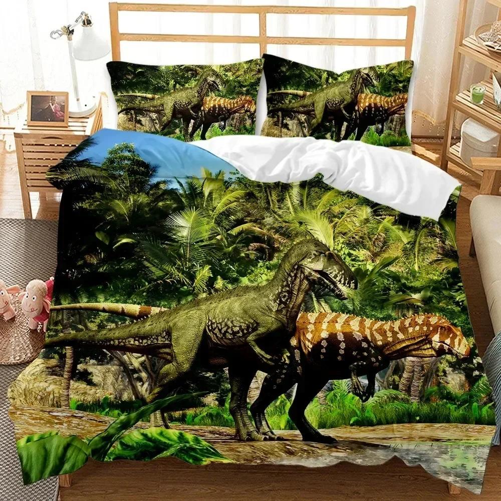 3D Dinosaur Bedding Sets J-Jurassic World Battle Duvet Cover Set Unique Dinosaur Quilt Cover Set For Kids Single Size Polyester