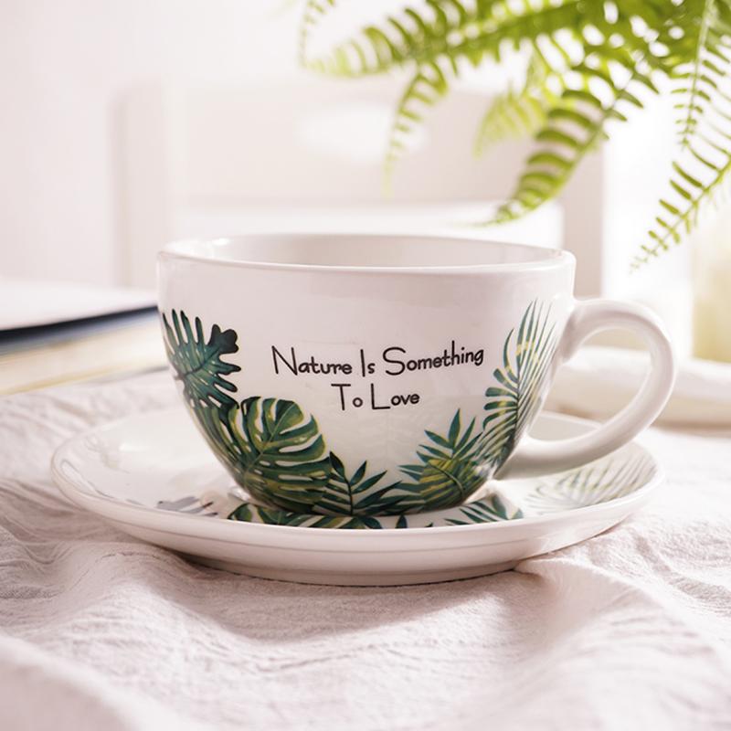 Nordic Ceramic Coffee Cup and Saucer Sets, Cappuccino Latte, Tazas Afternoon Tea Party, Home Drinkware, Gifts Decoration