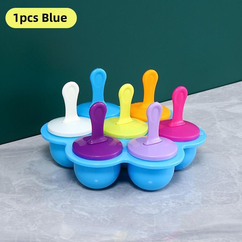 7 Grids DIY Ice Cream Popsicle Silicone Mold Ice Cream Ball Maker Popsicles Molds Baby Fruit Shake Home Kitchen Accessories Tool