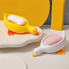 1Pc Charming Duck-Shaped Soap Dish - Self-Draining Oval Tray, White with Yellow Accents, Multifunctional Bathroom Accessory for Dry, Clean Soap