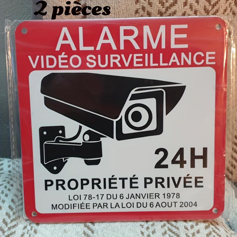 French Warning Sign  Pack Aluminum Video Surveillance Sign Private Property Self Adhesive Pre Drilled Sturdy 20x30cm（7.8x11.8inch）