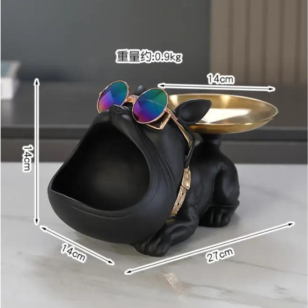 Cool French Bulldog Butler Décor with Tray Big Mouth Dog Statue Home Décor Storage Box Animal Resin Sculputre Figurine Art Gift