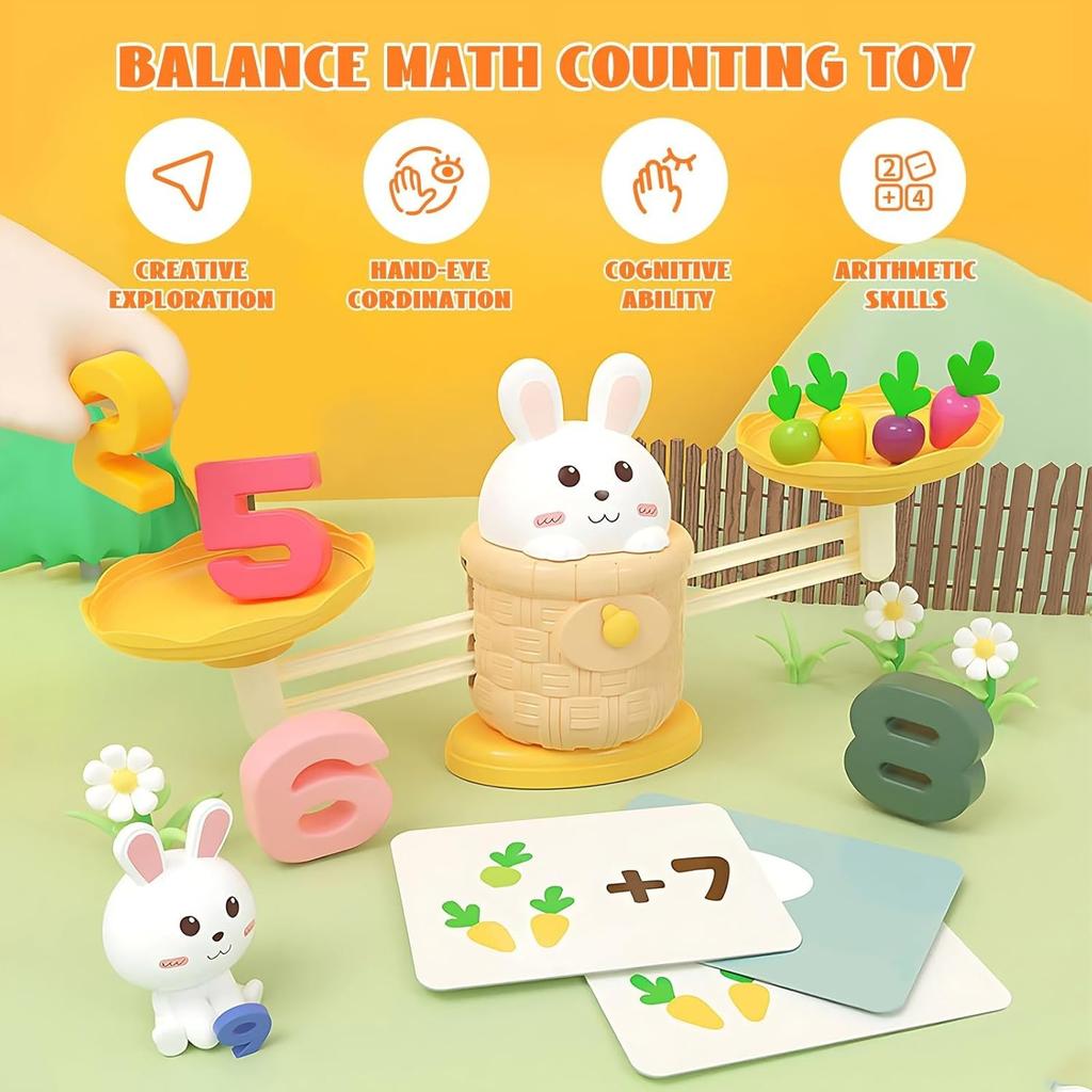 Bunny Balance Math Toy Balance Counting Toys STEM Math Toy Montessori Toy Carrots Harvest Toy Educational Toys Halloween Gift