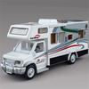 1:28 Diecast Lüks Karavan Rekreasyonel Araç Araba Modeli Metal Karavan Motorhome Gezi Aracı Modeli Sesli ve Işıklı Çocuk Oyuncak Hediye