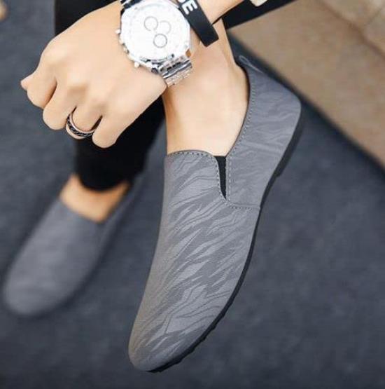 Aspersio Camouflage Design Laceless Casual Shoes for Driving Patterned Lightweight Outdoor Business Deck Office Elegant Thin Stays Stylish Shoes