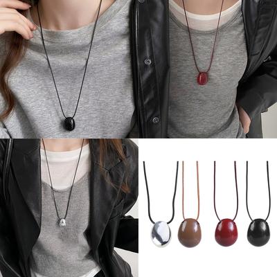 Fashionable Long Wax Cord Necklace Modern Long Necklace Charm With Bead Pendant Great For Travel And Social Events