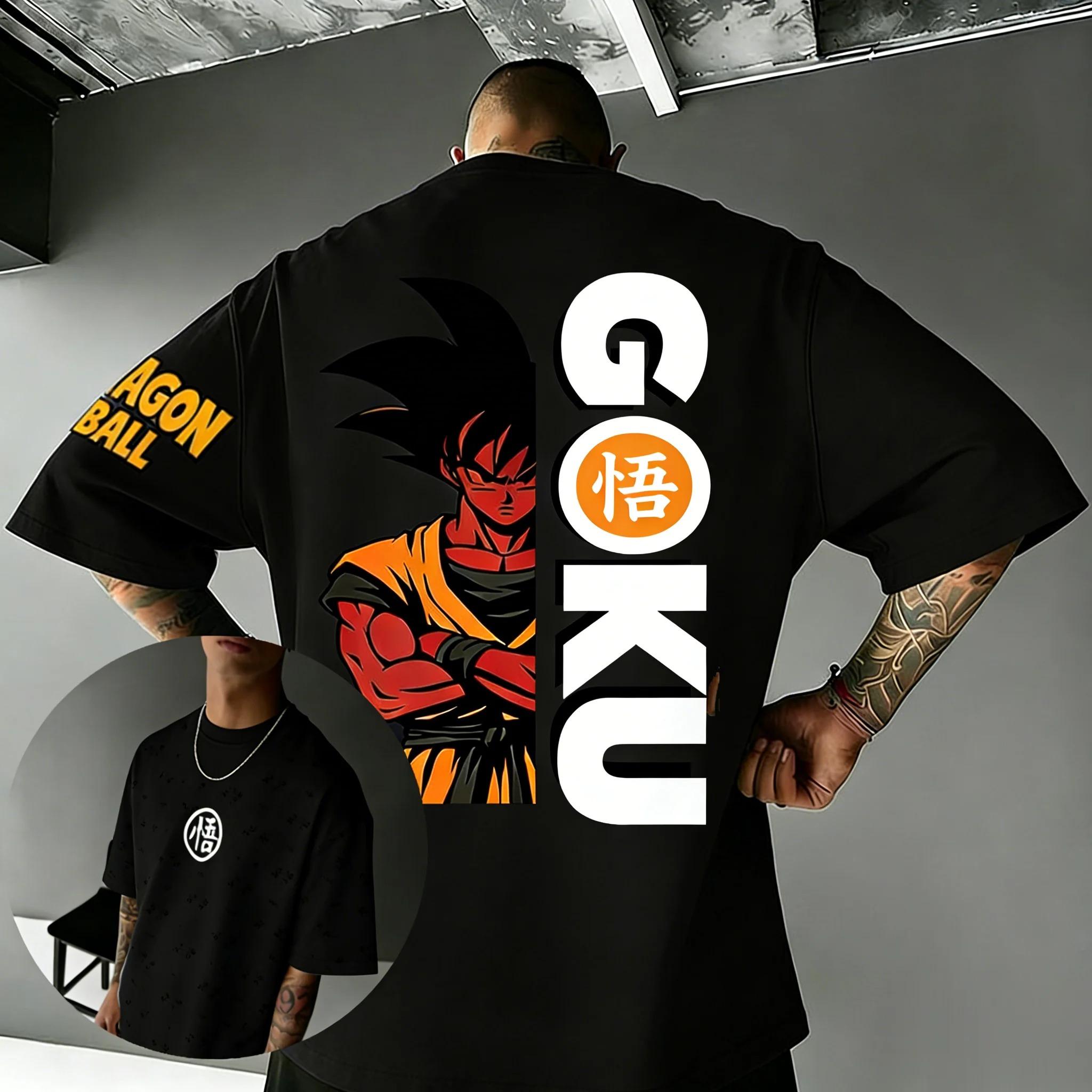 Унисекс Оверсайз Футболка с Графикой Dragon Ball Goku Аниме Мужская Женская Свободная с Коротким Рукавом Уличная Повседневная Одежда Топы 2026 Лето Y2k 4XL