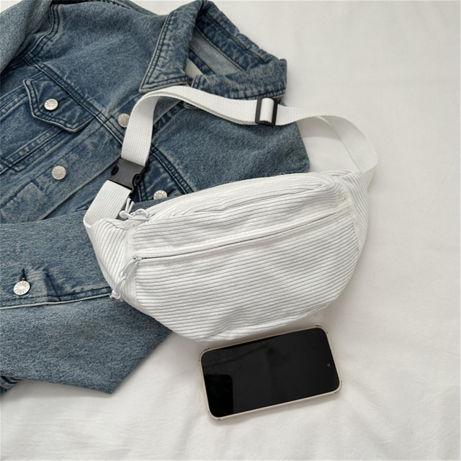 

Вельветовая женская поясная сумка на молнии, женская сумка через плечо, модная повседневная дорожная поясная сумка, женская регулируемая сумка белый