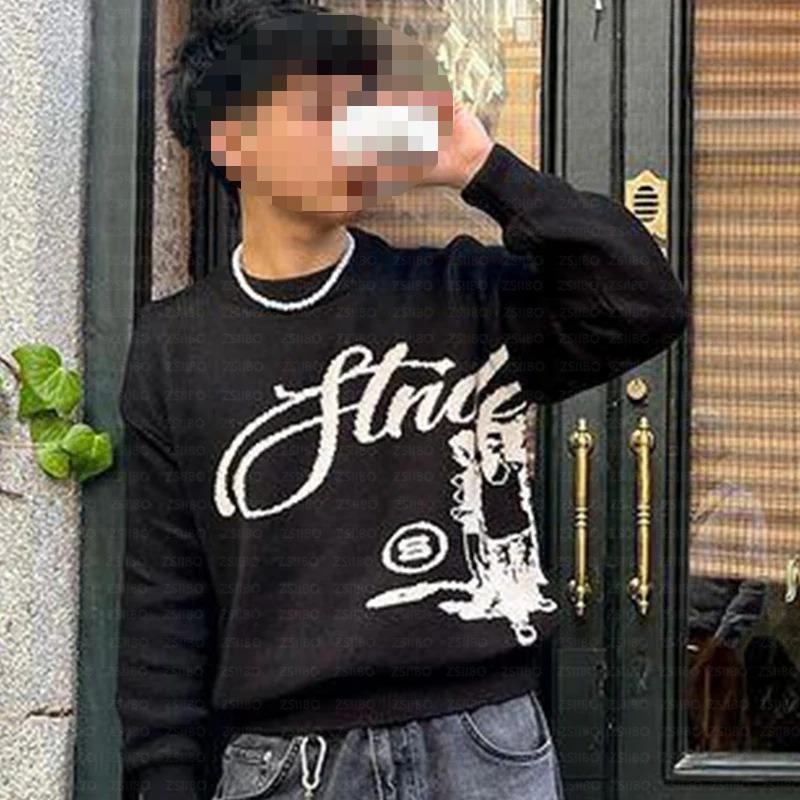 European and American Autumn and Winter Street Fashion Personalized Jacquard Casual Knitted Pullover Sweater