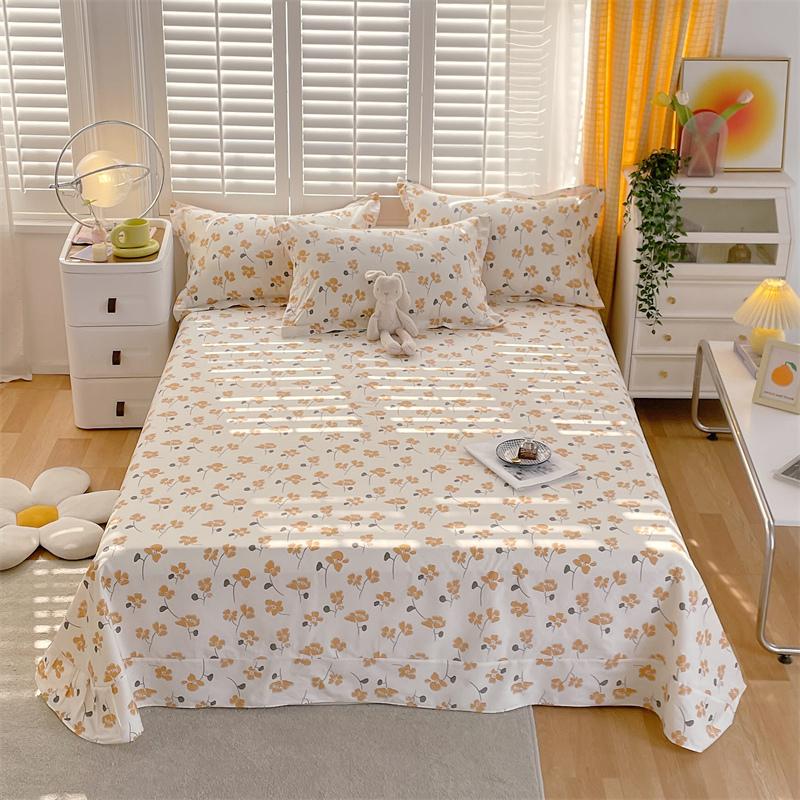 Floral Printed Bed Sheet Set Roses Design Bed Sheets Soft Breathable Fabric Flat Sheet with Pillowcases Queen Size Bedding Set